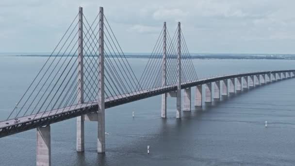 Veduta Panoramica Aerea Ravvicinata Del Ponte Oresund Sul Mar Baltico — Video Stock