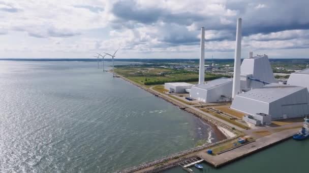 从空中俯瞰电站 世界上最美丽 最环保的发电厂之一 Esg Green Energy Copenhagen Denmark — 图库视频影像