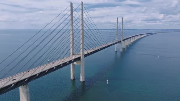 Veduta Panoramica Aerea Ravvicinata Del Ponte Oresund Sul Mar Baltico — Video Stock