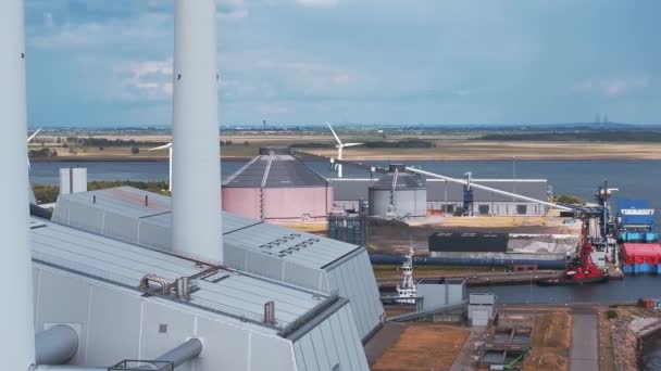 Αεροφωτογραφία Του Σταθμού Παραγωγής Ηλεκτρικής Ενέργειας Ένας Από Τους Πιο — Αρχείο Βίντεο