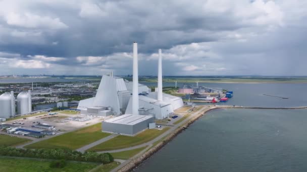 Widok Powietrza Elektrownię Jedna Najpiękniejszych Najbardziej Ekologicznych Elektrowni Świecie Energia — Wideo stockowe