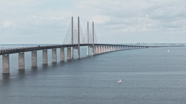 Vista Panorâmica Perto Ponte Oresund Sobre Mar Báltico Entre Malmo — Vídeo de Stock