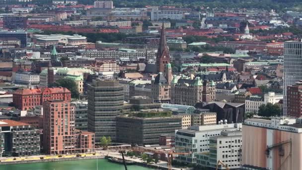 Воздушный Вид Старый Город Мальме Швеция — стоковое видео