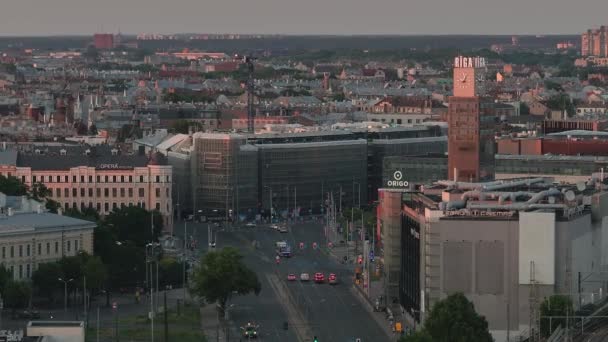 Coucher Soleil Été Riga Lettonie Vue Aérienne Riga Capitale Lettonie — Video