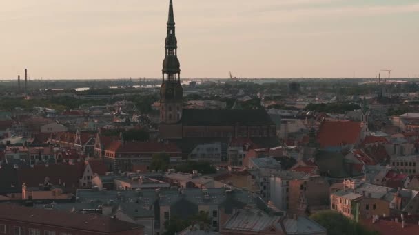 Puesta Sol Verano Riga Letonia Vista Aérea Riga Capital Letonia — Vídeo de stock