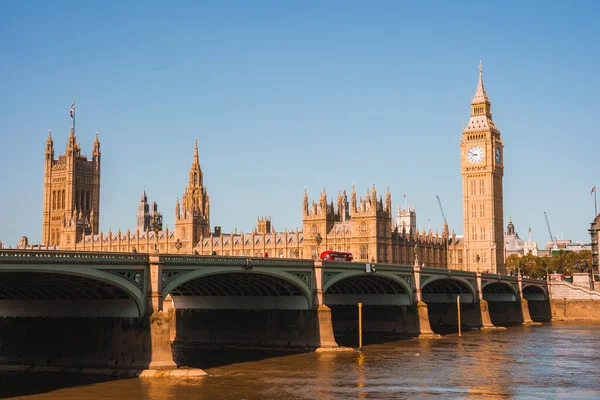Big Ben Westminster Bridge Themsen London Storbritannien Engelska Symbolen Härliga — Stockfoto