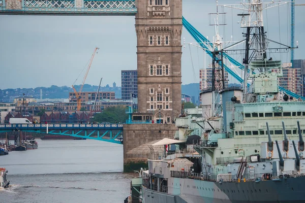 Ikoniska Tower Bridge Förbinder Londong Med Southwark Themsen River Närbild — Stockfoto