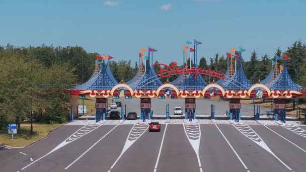 Bela Estrada Portões Para Disneylândia Paris Vista Cima Marne Valle — Vídeo de Stock