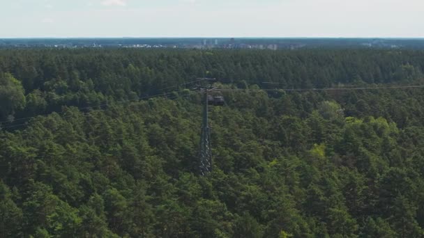 Funiculares Teleférico Por Encima Del Bosque Teleférico Druskininkai Desde Centro — Vídeos de Stock