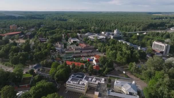 Letecký Pohled Litevské Letovisko Druskininkai Panoramatický Výhled Litevský Resort Druskininkai — Stock video