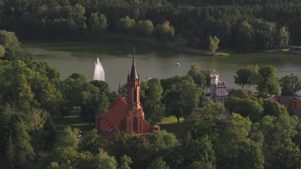 Litvanya Tatil Beldesi Druskininkai Nin Hava Manzarası Şehir Parkındaki Litvanya — Stok video