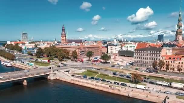 Vista Panoramica Del Centro Storico Riga Cattedrale San Pietro Cattedrale — Video Stock