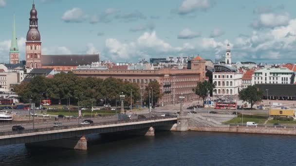 Vue Panoramique Sur Vieille Ville Riga Cathédrale Saint Pierre Cathédrale — Video