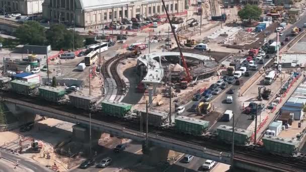 Processo Construção Projecto Ferroviário Rail Baltica Capital Letónia Riga — Vídeo de Stock