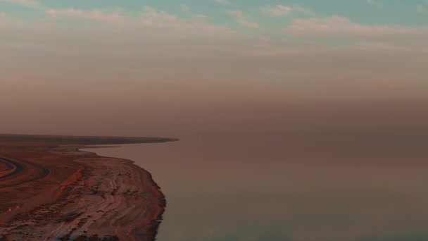Fantástico Pôr Sol Sobre Calmo Mar Salton Imagens Drones Aéreos — Vídeo de Stock