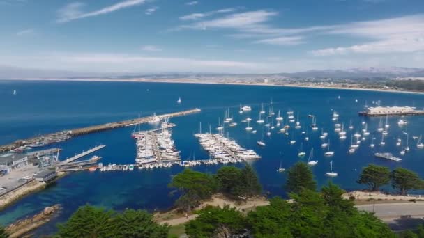 Vue Aérienne Aquarium Monterey Bay Pacific Grove Avec Nombreux Yachts — Video