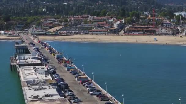Aerial View Historic Santa Cruz Municipal Wharf Built 1914 Extends — Stock Video