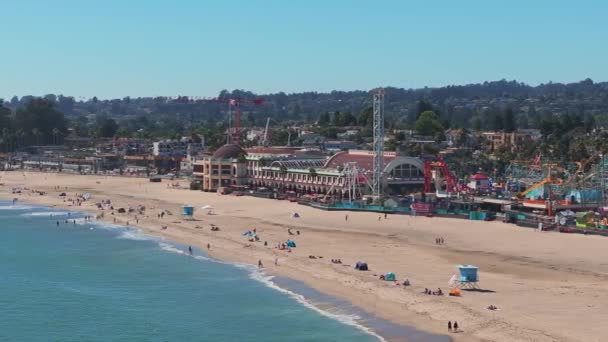 Aerial View Santa Cruz Holiday Town Pacific Coast Usa Historic — Stock Video
