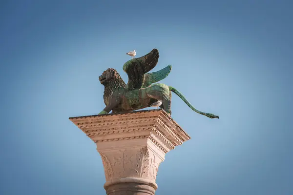 Vinget Løveskulptur Symbolet Venedig Marks Pladsen Venedig Italien - Stock-foto