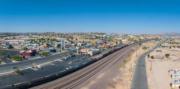 Aerial View Barstow Southwestern Suburban Landscape Railway Tracks Clear Skies — Stock Photo, Image