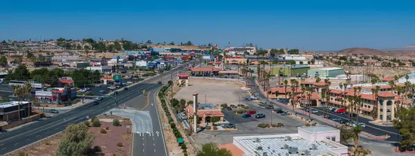 Aerial View Barstow Town Nestled Desert Valley Featuring Beige Brown — Stock Photo, Image