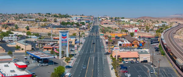 Aerial View Southwestern Urban Landscape Showcasing Main Road Modern Traditional — Stock Photo, Image