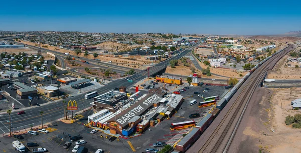 Aerial View Barstow Station Bustling Desert Town Beige Buildings Light — Stock Photo, Image