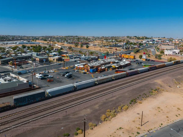Aerial View Barstow Quaint Suburb Route Featuring Barstow Station Parallel — Stock Photo, Image