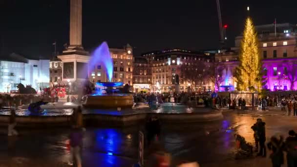 Schöne Weihnachtsstimmung London Großbritannien Menschen Genießen Weihnachtsmarkt Mit Dekoration London — Stockvideo