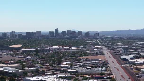 Phoenix Pusat Kota Cityscape Skyline Arizona Amerika Serikat Pemandangan Puncak — Stok Video