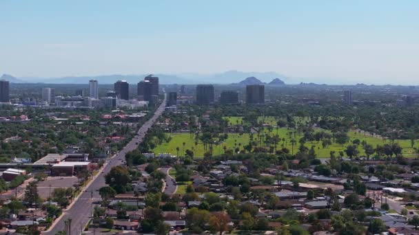 Phoenix Stad Centrum Skyline Stadsbild Arizona Usa Ovanifrån Centrala Phoenix — Stockvideo