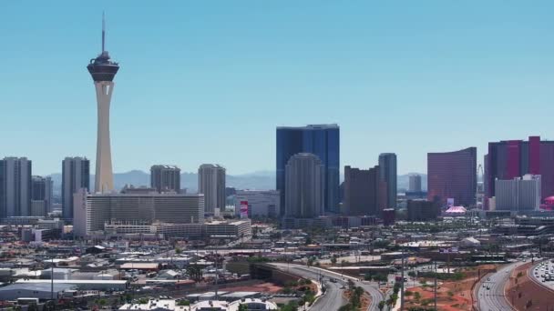 Aerial View Las Vegas City Nevada Usa Huge Highways Traffic — Stock Video