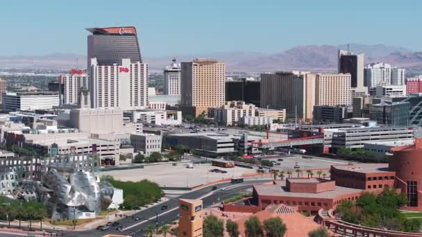 Luchtfoto Van Stad Las Vegas Nevada Usa Enorme Snelwegen Verkeer — Stockvideo