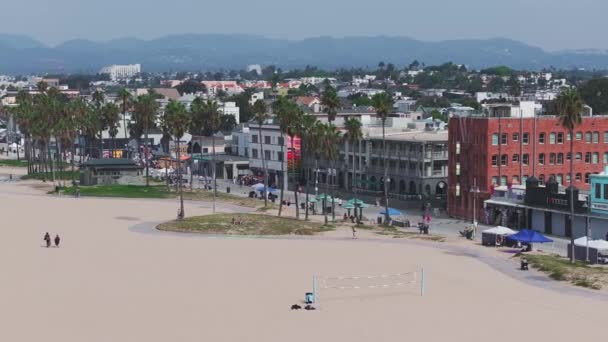 Prachtige Venetië Strand Wijk Los Angeles Verenigde Staten Lucht Uitzicht — Stockvideo