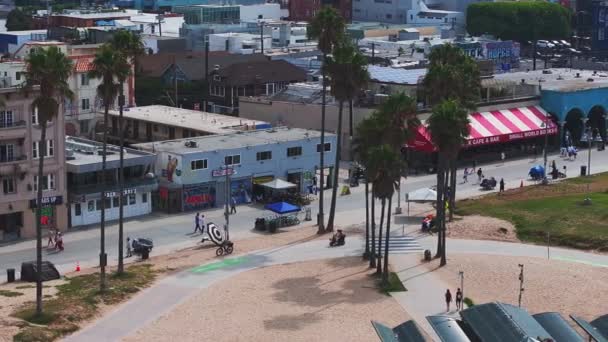 Schöner Strandbezirk Von Venedig Los Angeles Usa Luftaufnahme Des Strandes — Stockvideo
