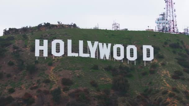 Hollywood Schilderviertel Los Angeles Usa Schöne Luftaufnahme Des Hollywood Schildes — Stockvideo