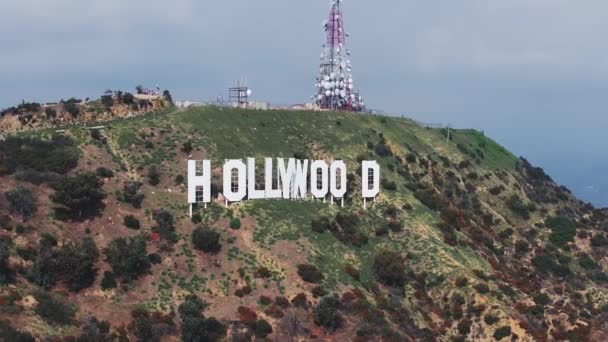 Знак Голливуда Лос Анджелесе Сша Вид Голливудскую Вывеску Лос Анджелесе — стоковое видео