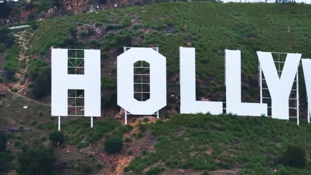 Περιοχή Πινακίδες Του Χόλυγουντ Στο Λος Άντζελες Ηπα Όμορφη Εναέρια — Αρχείο Βίντεο