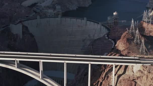 Hoover Dam Rio Colorado Nevada Arizona Amanhecer Cima Vista Aérea — Vídeo de Stock