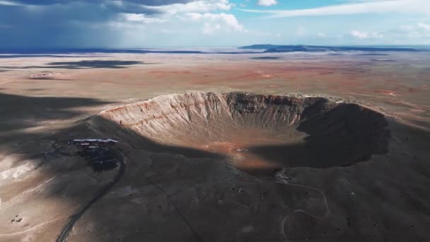 Vista Aérea Marco Natural Cratera Meteoro Arizona Cratera Meteorito Espaço — Vídeo de Stock