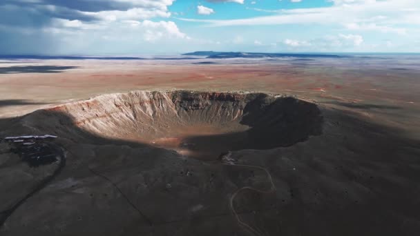 Aerial View Meteor Crater Natural Landmark Arizona Crater Meteorite Space — Stock Video
