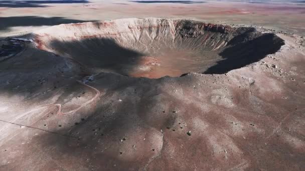 Letecký Pohled Přírodní Památku Meteor Crater Arizoně Kráter Meteoritu Vesmíru — Stock video