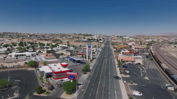 Aerial View Barstow City California Route Cowboy Town Small Town — Stock Video