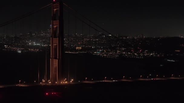 Vista Aerea Notturna Del Ponte Golden Gate San Francisco Usa — Video Stock