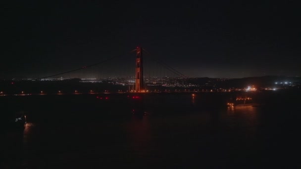 Vista Aérea Nocturna Del Puente Golden Gate San Francisco — Vídeo de stock