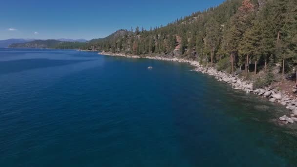 Schöne Luftaufnahme Des Tahoe Sees Von Oben Kalifornien Usa Wilde — Stockvideo