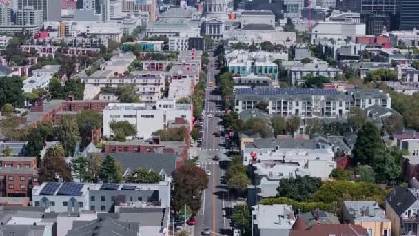 Живописные Викторианские Домики Площади Аламо Сан Франциско Калифорнийский Город Площади — стоковое видео