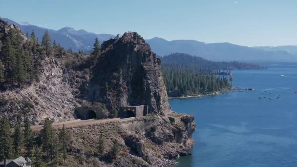 Bela Vista Aérea Lago Tahoe Cima Califórnia Eua Florestas Selvagens — Vídeo de Stock