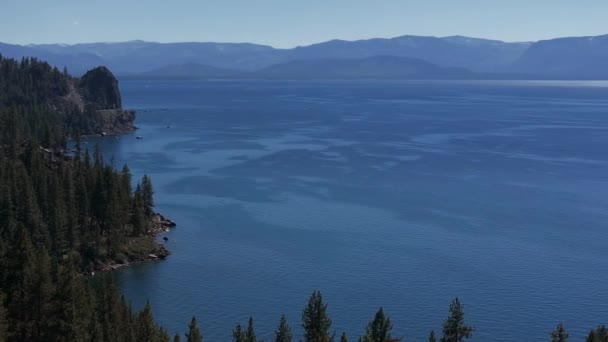 Beautiful Aerial View Tahoe Lake California Usa Wild Forests Fresh — Stock Video