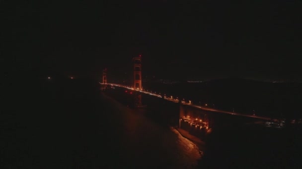 Aerial Night View Golden Gate Bridge San Francisco Usa — Stock Video